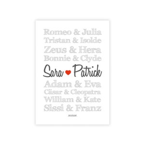 Cuadro personalizado “PAREJAS DE ENSUEÑO – personajes famosos” con nombre compromiso novios aniversario cumpleaños boda relación amorosa