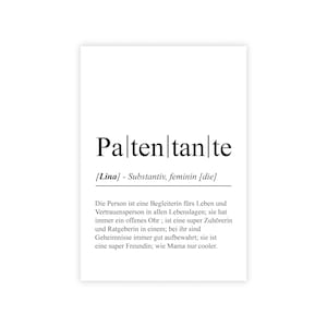 personalisiertes Bild "Definition PATENTANTE" Geburtstag Bedanken Taufpatin Weihnachtsgeschenk Taufe Vorfreude Schwangerschaft Baby Kirche