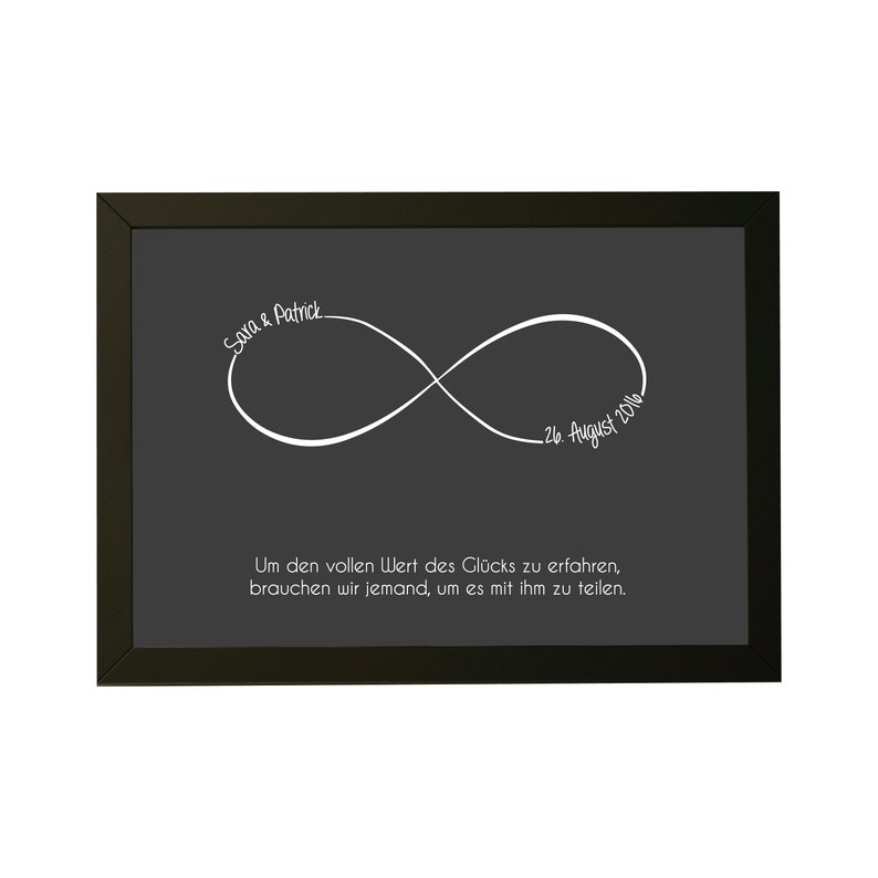 Personalized infinity picture with frame and your name date dedication for Valentine's Day, wedding anniversary, wedding gift, love image 4