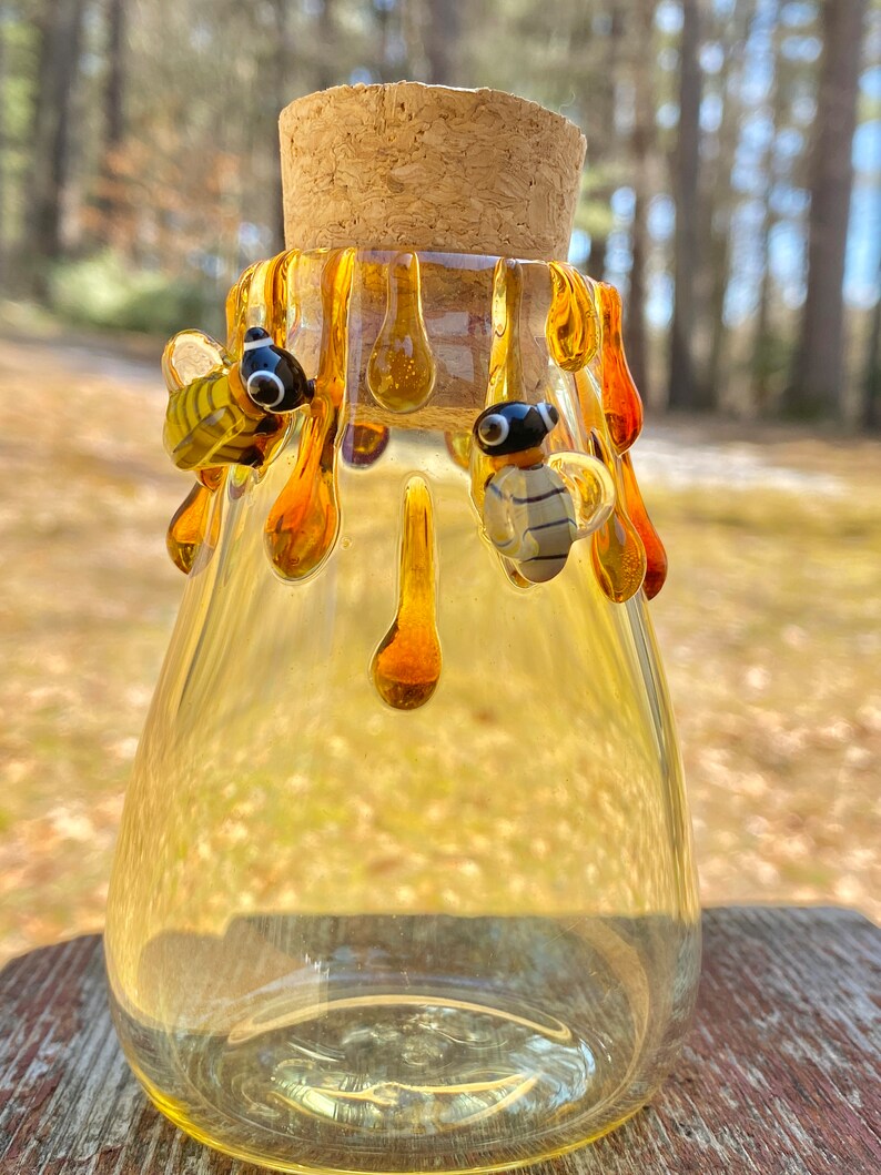 Glass Honey Bee Jar Hand Blown Jar Etsy