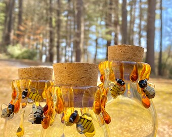 Glass Honey Bee Jar, Hand Blown Jar,