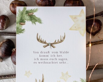 Christmas Card Antlers - Von drauß' vom Walde...