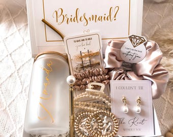 Blush Bridesmaid Proposal Box with Knot Earrings Personalized Gift Pink Will You Be My Bridesmaid Custom Gift Box Set Maid of Honour Box