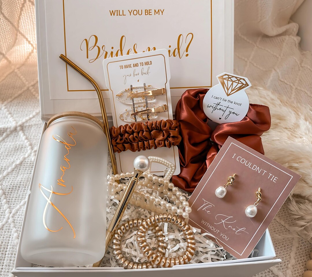 Bridesmaid Proposal Box, Personalized Gift Blush Will You Be My ...