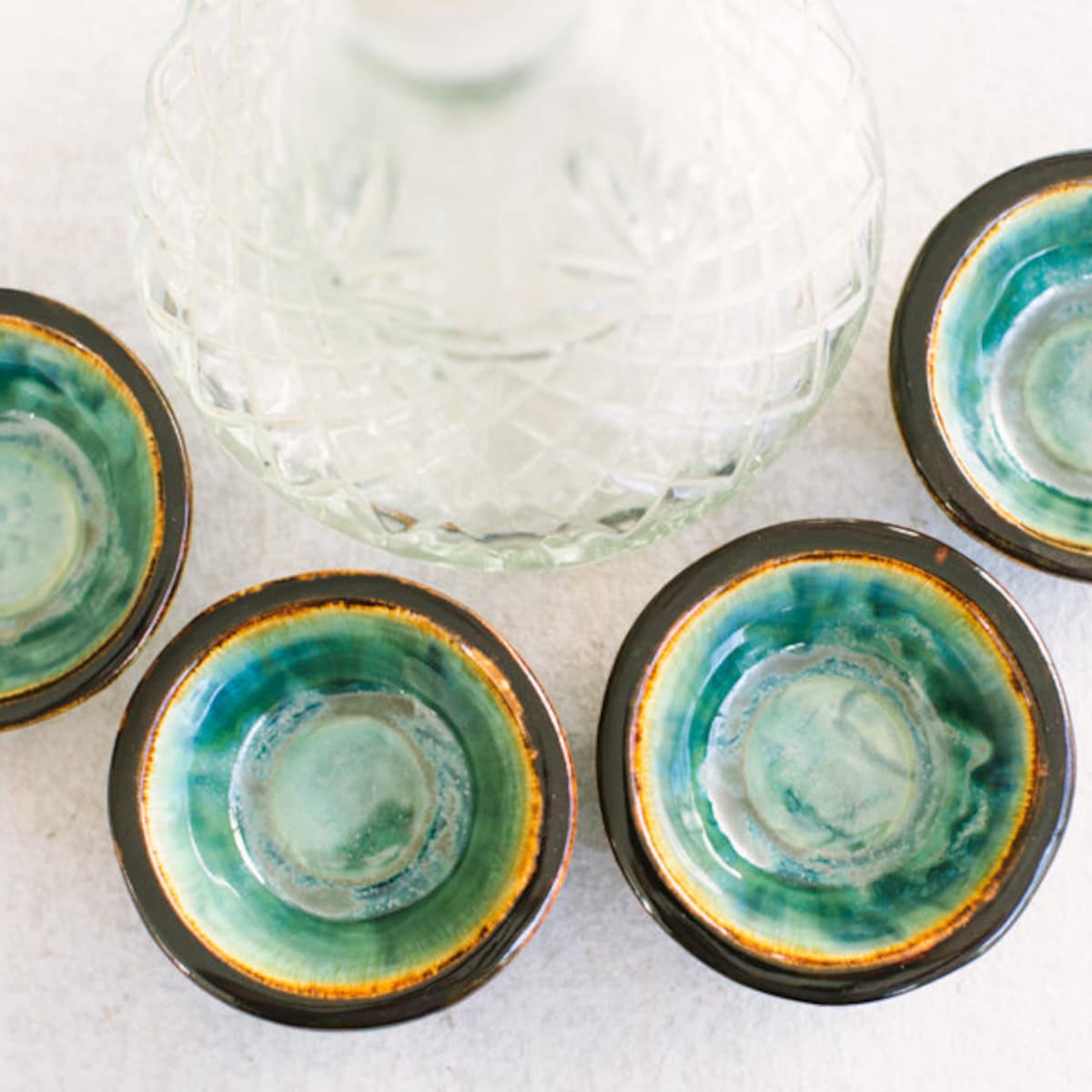 2 Oz "green Seas" Colored Ceramic Mezcal Copitas