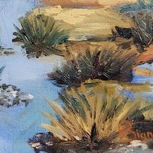May include: A painting of a landscape with tall grasses and a blue sky. The artist's signature, "Signell", is visible in the lower right corner.