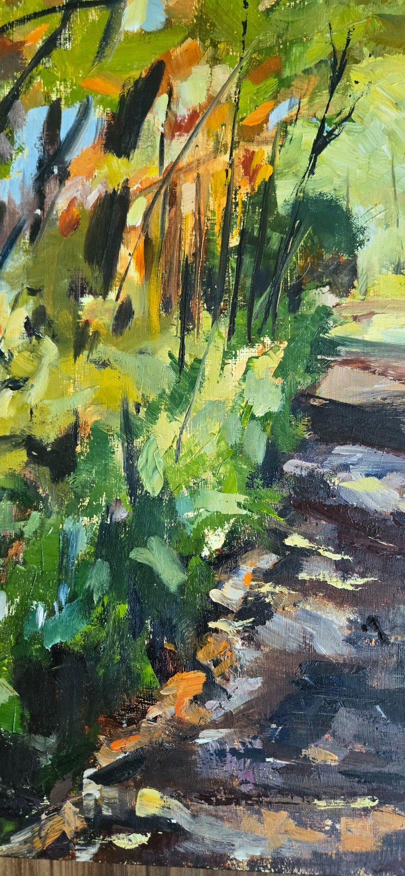 Original Oil Painting on cradled board, not a print. Autumn scene, Centenial Park Trail image 7