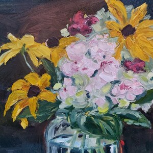 Original Oil Painting: Fall Floral Bouquet in Vase image 6