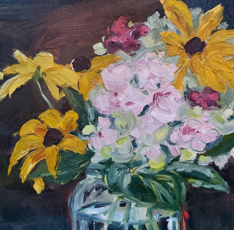 Original Oil Painting: Fall Floral Bouquet in Vase image 6