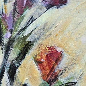 Original Mixed Media Flower Painting, Abstract Loose Modern Art, 16x20 Fabriano Paper imagem 15