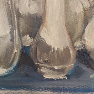 Original oil painting still life, white vases on square foot canvas, contemporary, unique piece bild 4