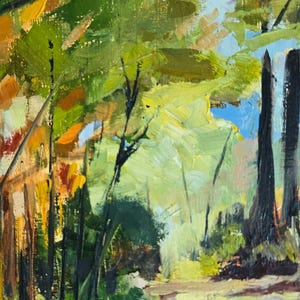Original Oil Painting on cradled board, not a print. Autumn scene, Centenial Park Trail image 9