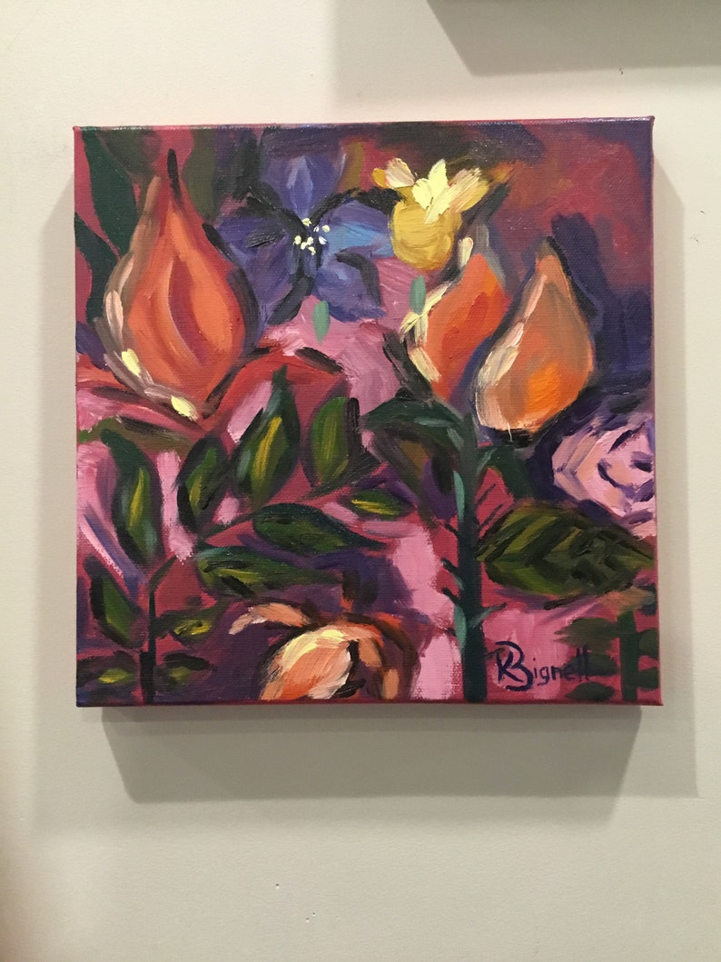 Original oil painting, florals, abstract, colourful, flowers Bild 9