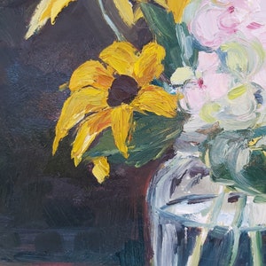Original Oil Painting: Fall Floral Bouquet in Vase image 3