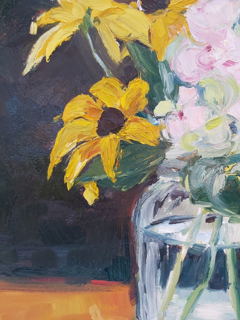 Original Oil Painting: Fall Floral Bouquet in Vase image 3