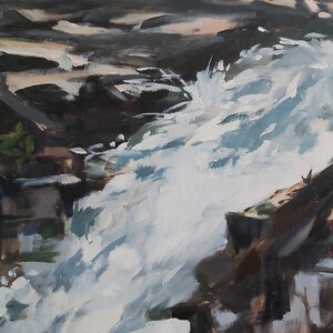 Original Oil Painting, Silver Creek Waterfall, Loose Brushstroke Nature Art image 2