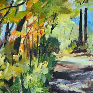 Original Oil Painting on cradled board, not a print. Autumn scene, Centenial Park Trail image 8