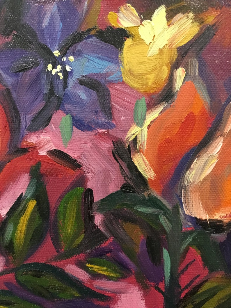 Original oil painting, florals, abstract, colourful, flowers Bild 3