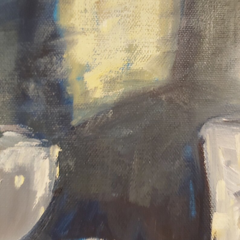 Original oil painting still life, white vases on square foot canvas, contemporary, unique piece bild 7