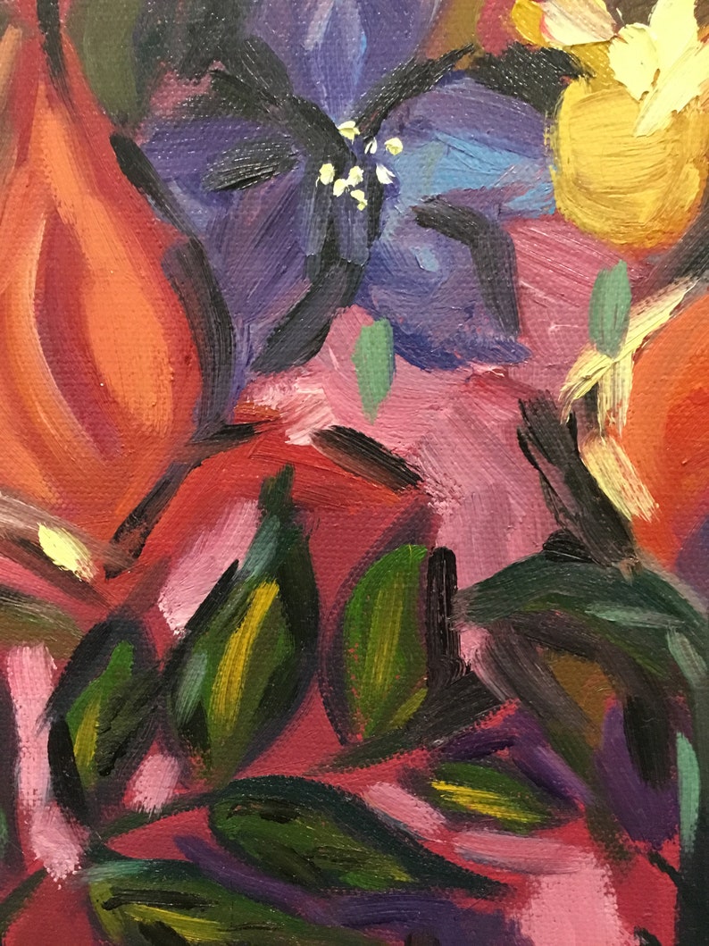 Original oil painting, florals, abstract, colourful, flowers Bild 4