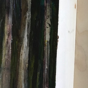 Small painting forest, trees, mixedmedia, on wood cradled panel bild 3
