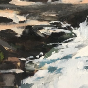Original Oil Painting, Silver Creek Waterfall, Loose Brushstroke Nature Art image 8