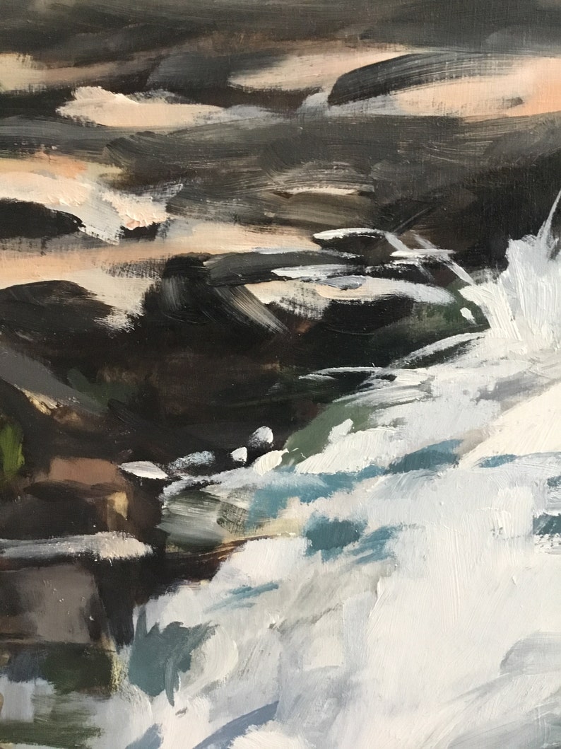 Original Oil Painting, Silver Creek Waterfall, Loose Brushstroke Nature Art image 8