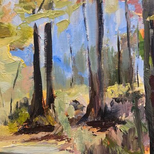 Original Oil Painting on cradled board, not a print. Autumn scene, Centenial Park Trail image 3