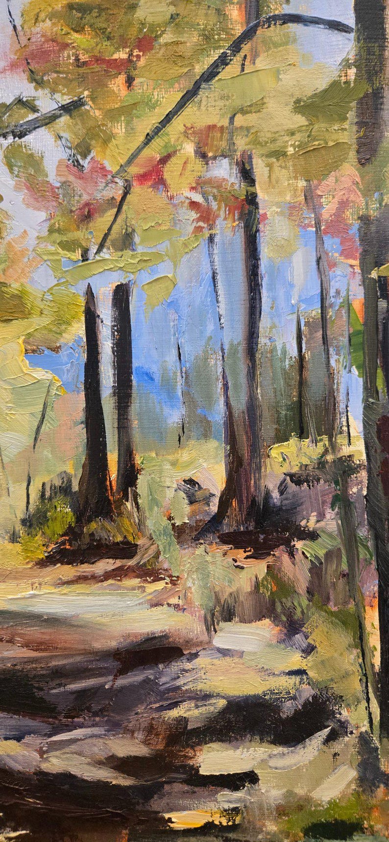Original Oil Painting on cradled board, not a print. Autumn scene, Centenial Park Trail image 3