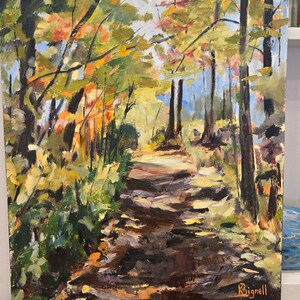 Original Oil Painting on cradled board, not a print. Autumn scene, Centenial Park Trail image 2
