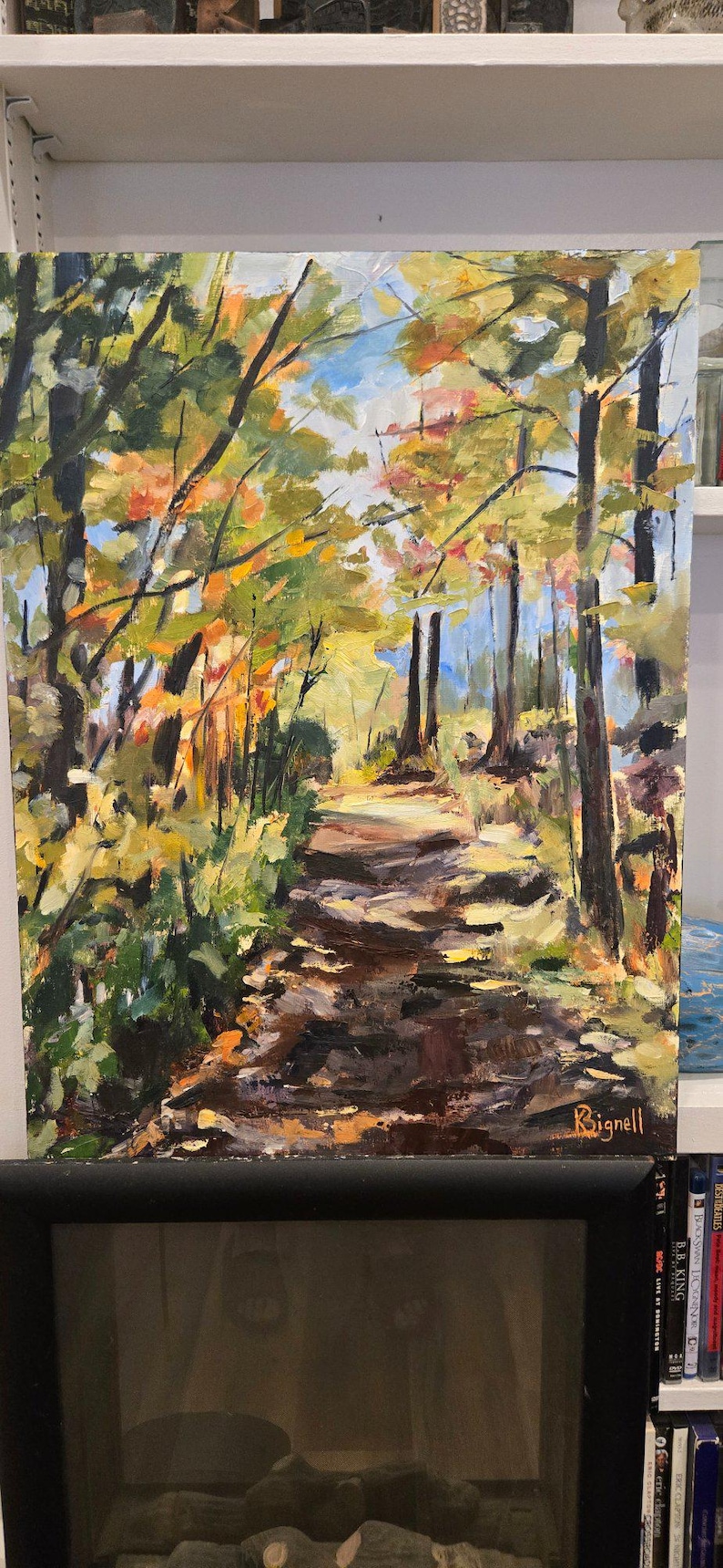 Original Oil Painting on cradled board, not a print. Autumn scene, Centenial Park Trail image 2