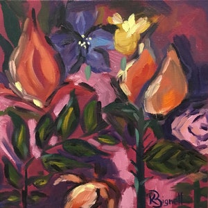 Original oil painting, florals, abstract, colourful, flowers Bild 1