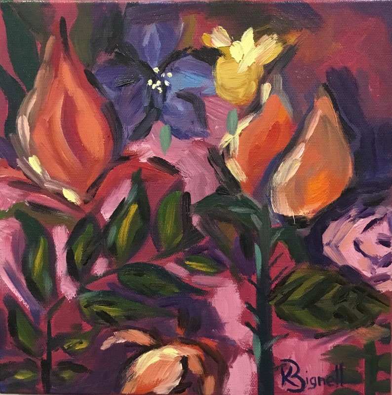 Original oil painting, florals, abstract, colourful, flowers Bild 1