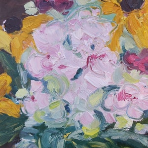 Original Oil Painting: Fall Floral Bouquet in Vase image 2
