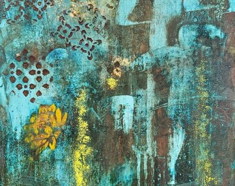 Original oil painting, Abstract, Cold Wax and Oil