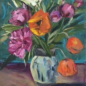Original Oil Painting, floral still life painting, contemporary