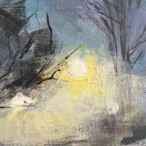 Foggy Winter Night Urban Landscape Painting, Mysterious Nocturne Acrylic Art image 8