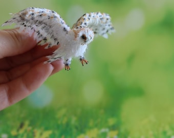 Miniature Owl Crochet Owl- Micro Miniature Tiny Crocheted Toy - Handmade OOAK Stuffed Owl Miniature - Dollhouse Toy