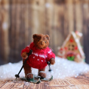 Christmas Teddy, Teddy bear mini teddy, teddy Christmas eve, Christmas gift, secret santa gift filler, Dollhouse Toy, collectible miniature image 10