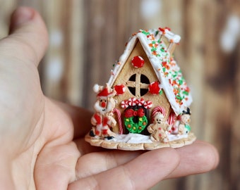 Miniature Colorful Gingerbread House - Polymer Clay Food - 1:12 Scale