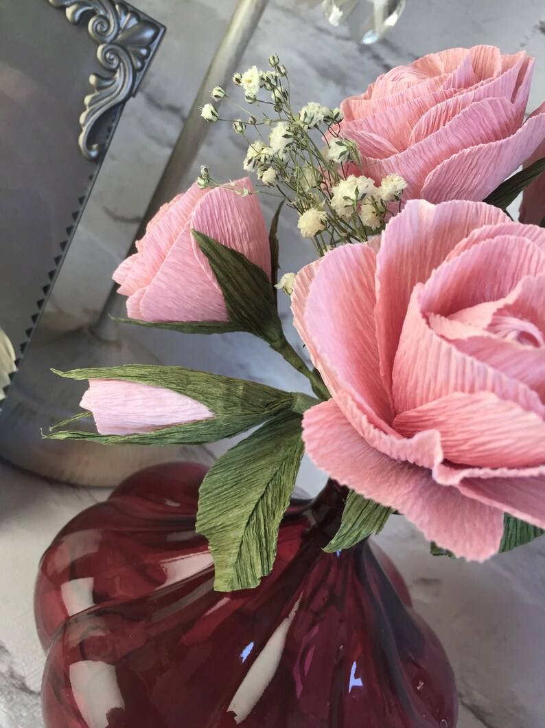 Handmade Crepe Paper Flowers and Vase Etsy