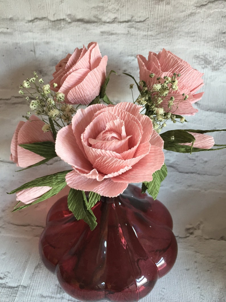 Handmade Crepe Paper Flowers and Vase Etsy