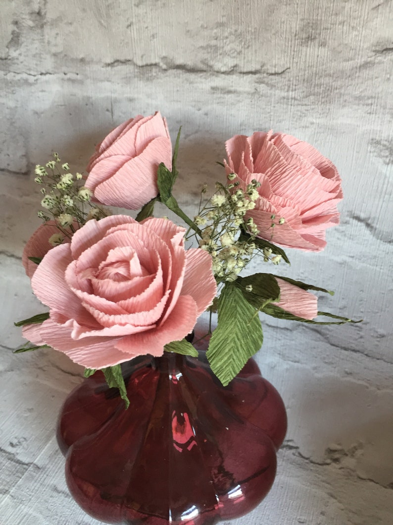 Handmade Crepe Paper Flowers and Vase Etsy