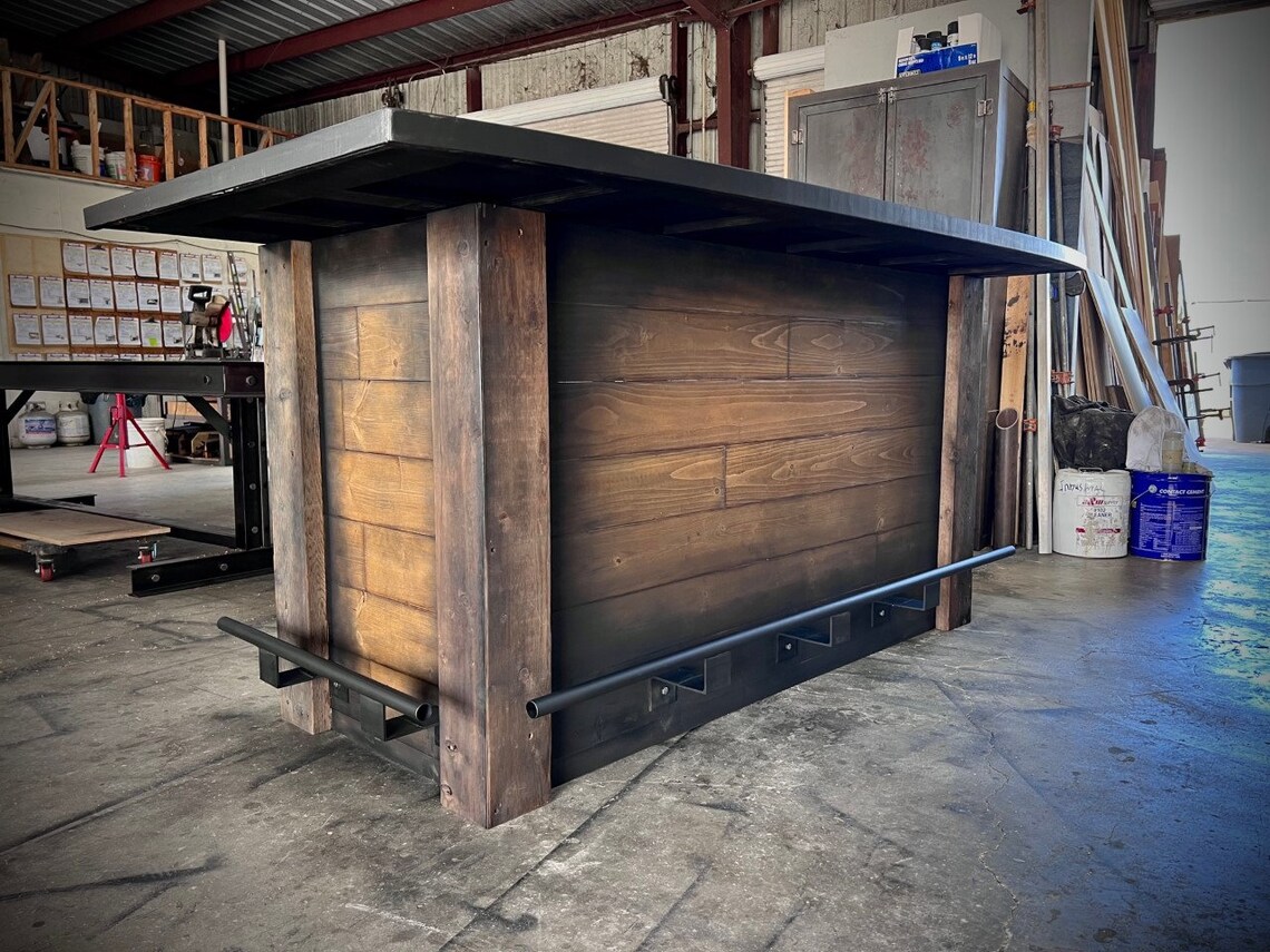 Rustic Plank Goodtimes Bar L Shape Bar Rustic Wood Bar Etsy