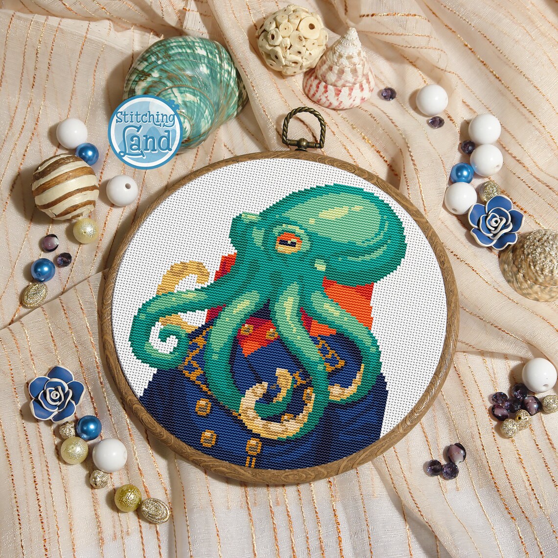 Modern Cross Stitch Pattern. Octopus Cross Stitch Pattern. Sea Etsy