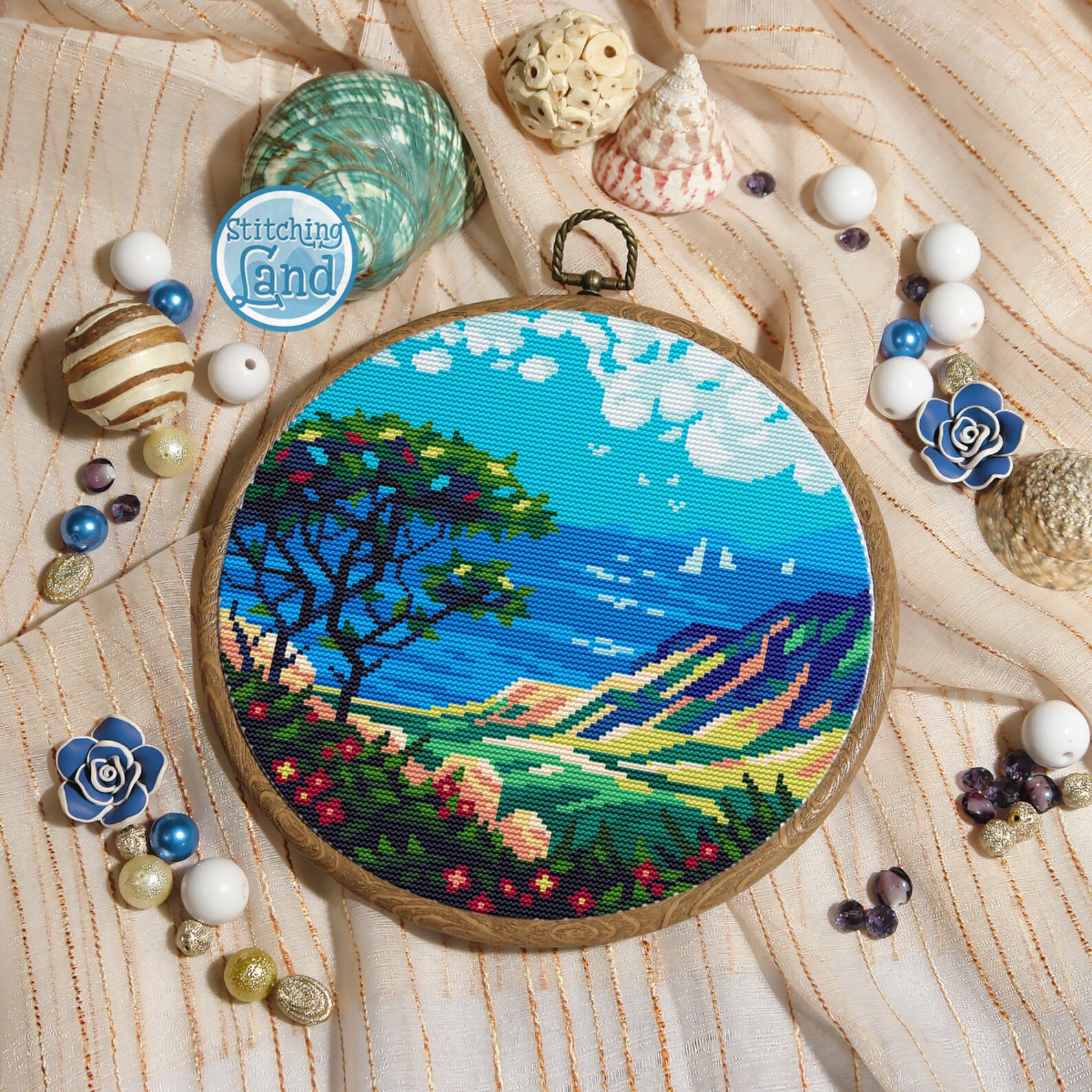 Modern cross stitch pattern. Hawaii cross stitch pattern. Sea Etsy