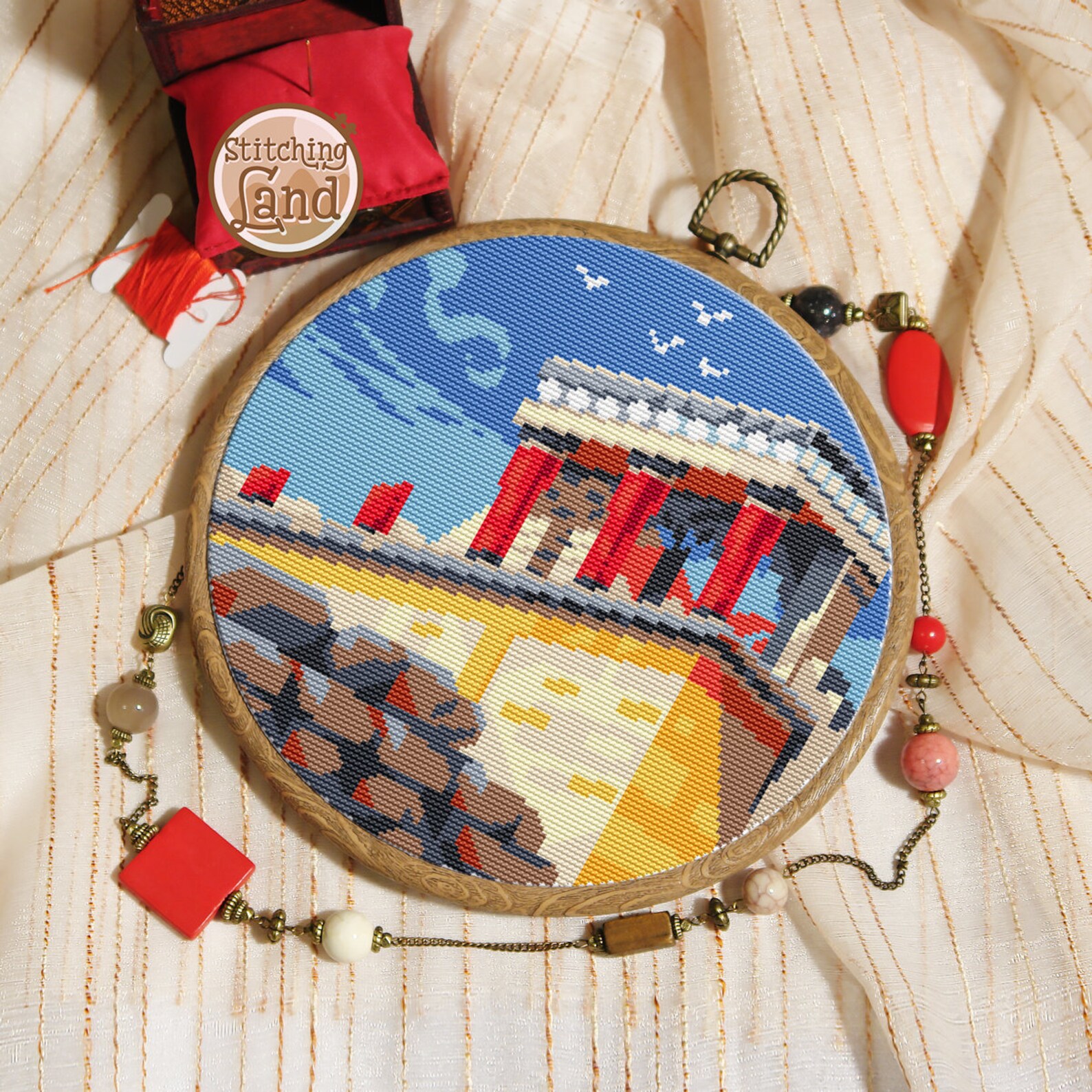 Modern cross stitch pattern. Greece cross stitch pattern. City Etsy