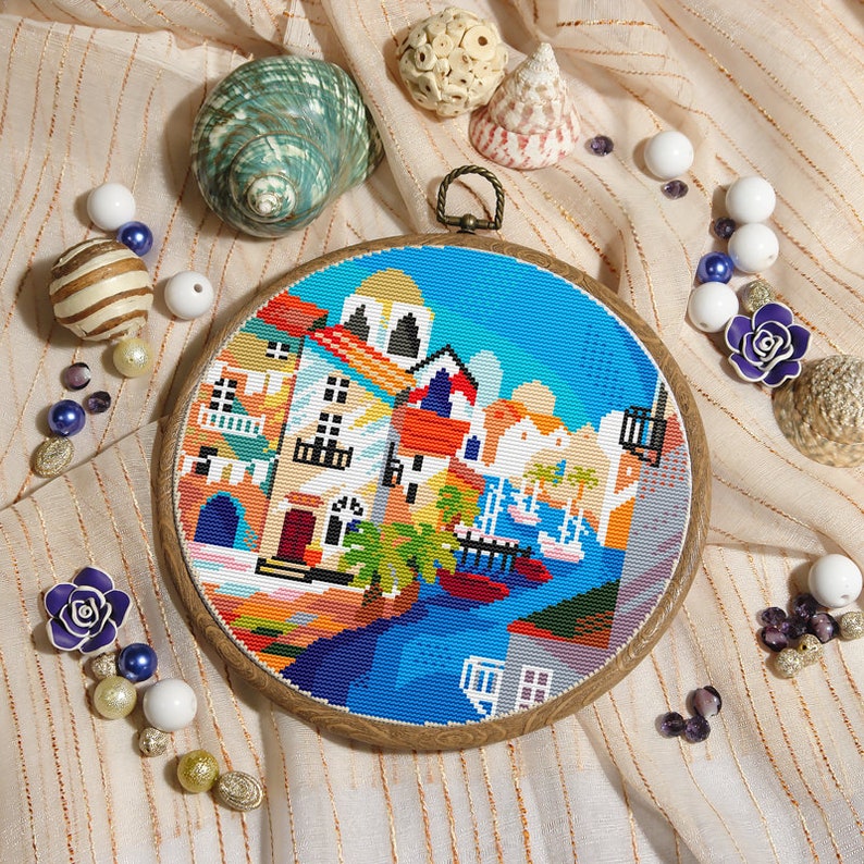 Sea cross stitch pattern City cross stitch pattern Summer cross stitch pattern Modern cross stitch pattern