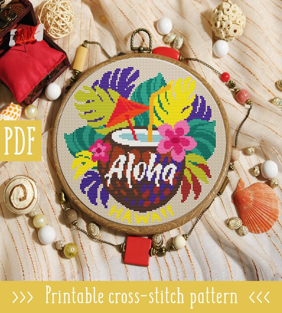 Modern Cross Stitch Pattern Hawaii Cross Stitch Pattern Etsy