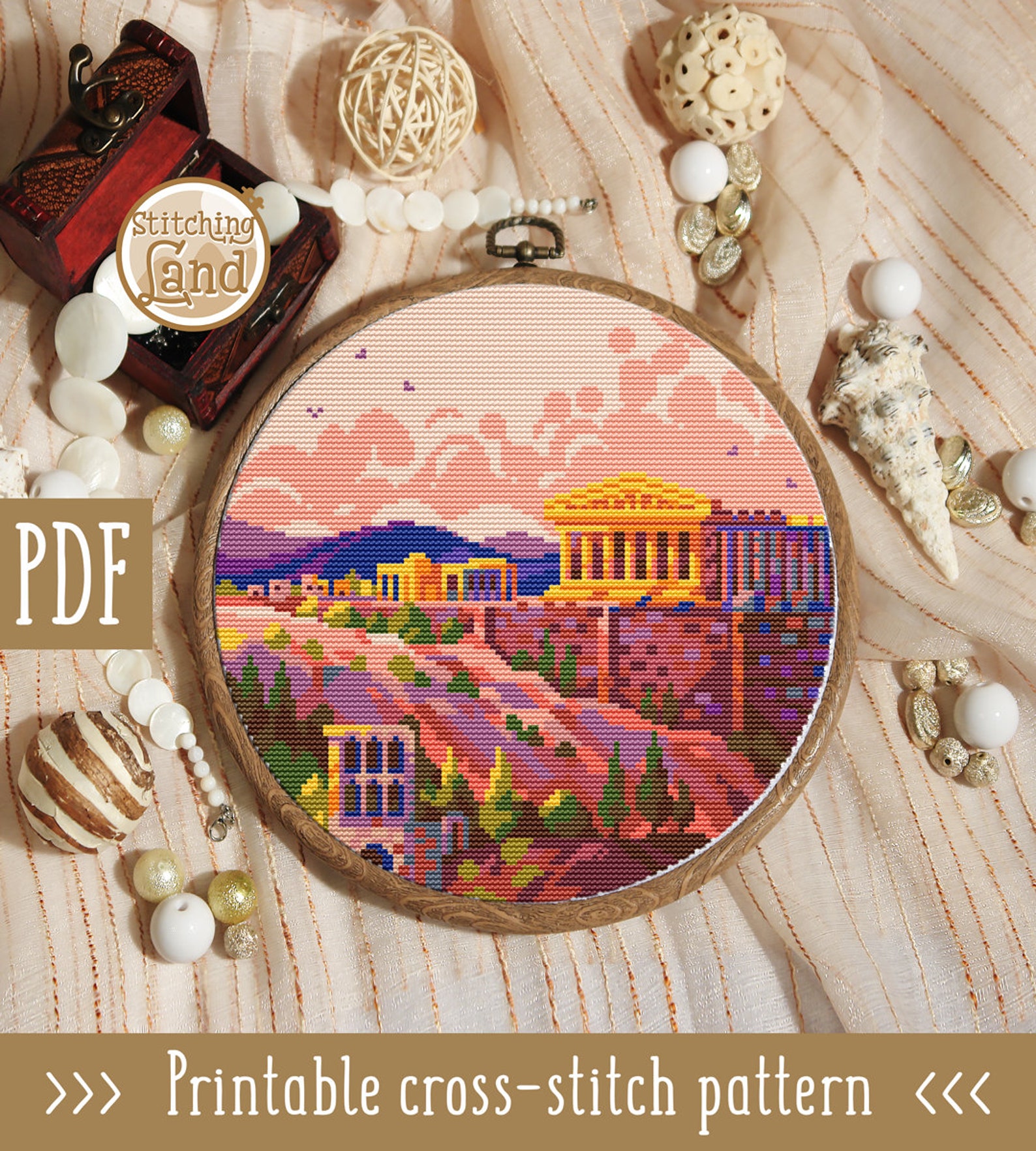 Modern cross stitch pattern. Greece cross stitch pattern. Etsy